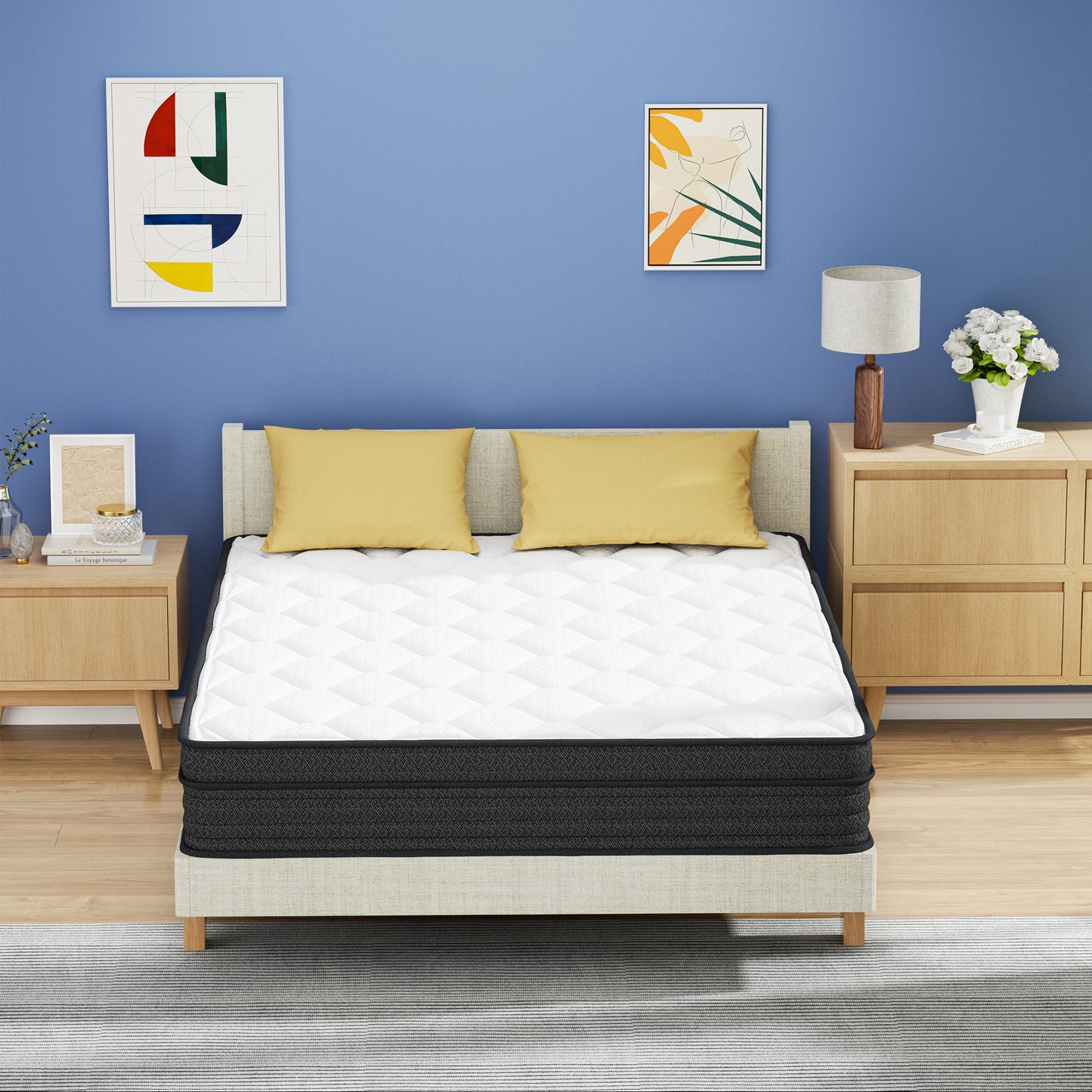 8 Inch Gel Memory Foam Hybrid Mattress, Medium Soft, Breathable Fabric Cover & Adaptive Support, Pressure Relief