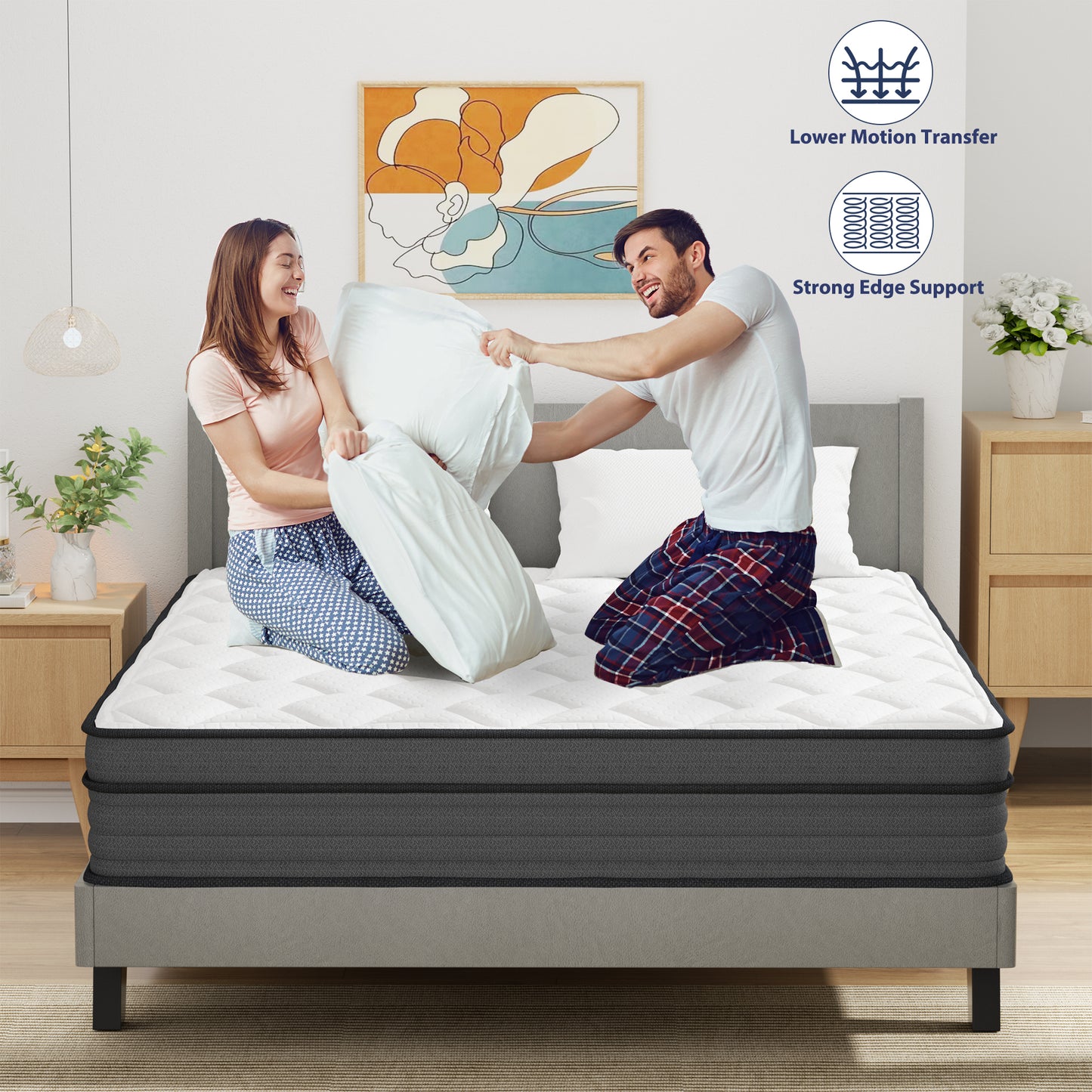 8 Inch Gel Memory Foam Hybrid Mattress, Medium Soft, Breathable Fabric Cover & Adaptive Support, Pressure Relief