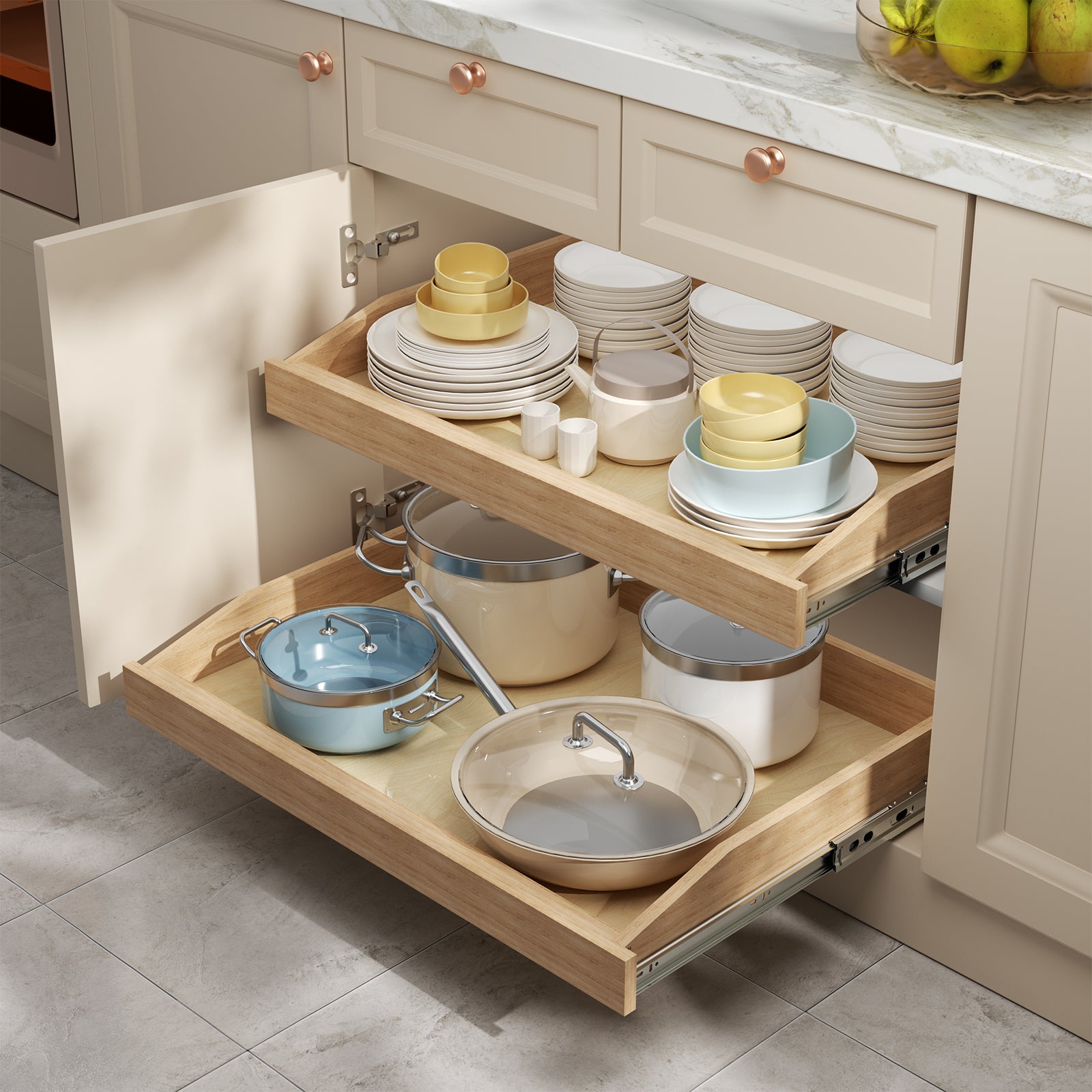 Wood Cabinet Pull Out Drawer with Soft Close